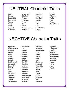Character Traits vs Emotions Adjective Lists by CRISP Innovations