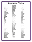Character Traits vs Emotions Adjective Lists