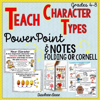 Preview of Characters in Literature PowerPoint & Notes: Cornell & Folding Interactive