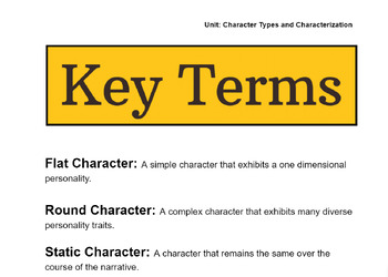 Preview of Character Types and Characterization Key Terms