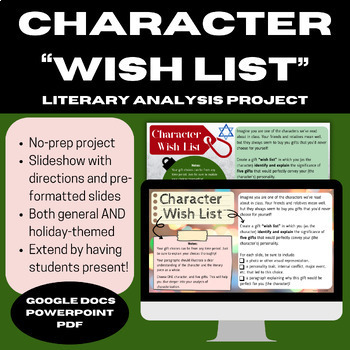 Preview of Character Trait Project - no-prep literary analysis, Google, PPT, PDF