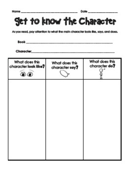 Character Worksheets by TeachPlanLove | Teachers Pay Teachers