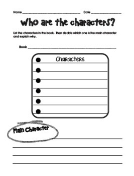 Character Worksheets by TeachPlanLove | Teachers Pay Teachers