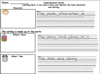 Character and Setting Graphic Organizer (CA Standard 3.1) by Funky in First