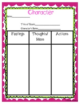 Character and Setting Graphic Organizers for RL.4.3 by Kayla Hubbard