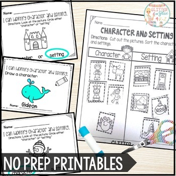 Character and Setting-Includes Posters, Books, Exit Tickets, Activities