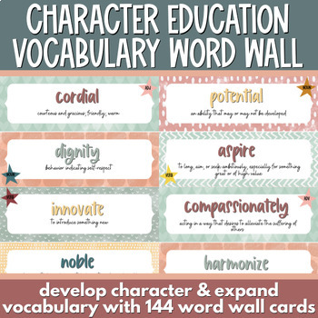 Preview of Character Education Vocabulary Word Wall Cards - SEL Word of the Day Word Wall