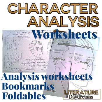 Preview of Character Analysis bookmarks, foldables and worksheets (for any text)