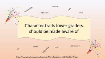 Preview of Character traits  for lower grades