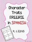 Character traits graphic organizer Spanish FREEBIE