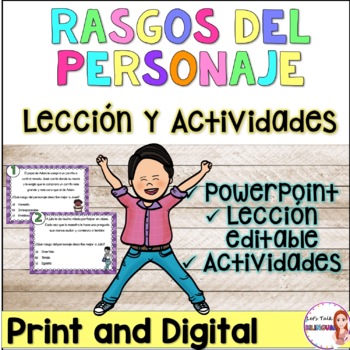 Preview of Character traits in Spanish - Rasgo del personaje -Google Classroom -Lesson plan