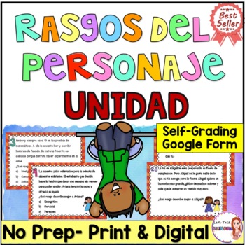 Preview of Character traits in Spanish worksheets - Rasgo del personaje - Google Classroom