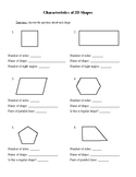 Characteristics of 2D shapes worksheet