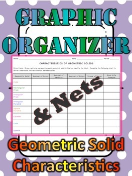 Preview of Characteristics of Geometric Solids (Graphic Organizer & 8 Nets)