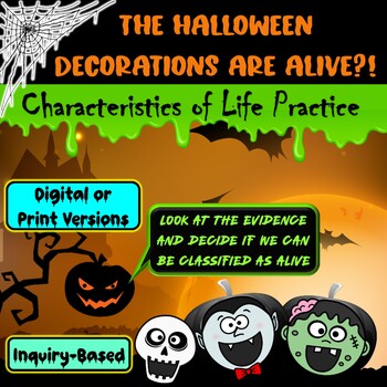 Preview of Characteristics of Life Activity | Halloween Themed | For Biology & Life Science
