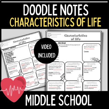 Preview of Characteristics of Life Doodle Notes |  Middle School Science