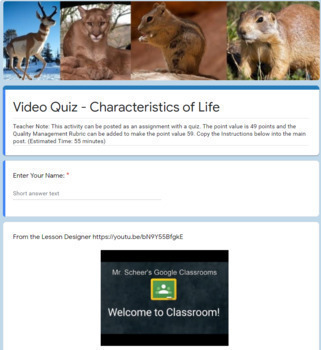 Preview of Characteristics of Life LinkLesson® - Online Blended Distance Remote Learning