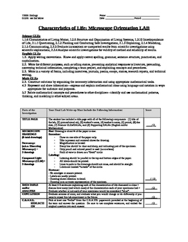 Preview of Characteristics of Life: Microscope Orientation LAB