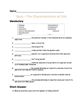 characteristics of life quiz        <h3 class=