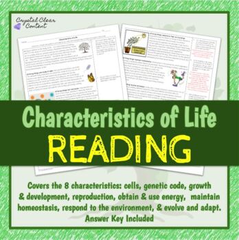 Preview of Characteristics of Life Reading