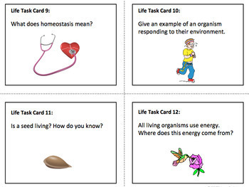 Characteristics Of Life Task Cards By Science Lessons That Rock Tpt