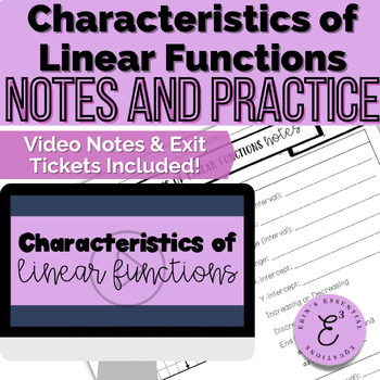Preview of Characteristics of Linear Functions Notes and Practice
