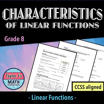 Preview of Characteristics of Linear Functions Worksheet