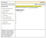 Characteristics of Living Organisms - Focused Notes w/ Rubric