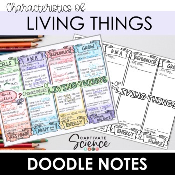 Preview of Characteristics of Living Things Doodle Notes | PowerPoint | Science Doodle Note