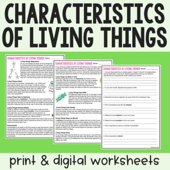 Characteristics Of Living Things Guided Reading Pdf Digital Versions