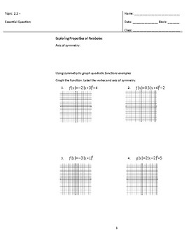 Preview of Characteristics of Quadratic Functions
