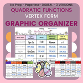 Characteristics of Quadratic Functions From Vertex Form --