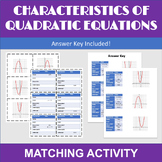 Characteristics of Quadratic Functions Matching Activity
