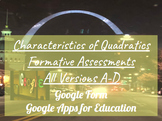 Characteristics of Quadratics Formative Assessments Bundle