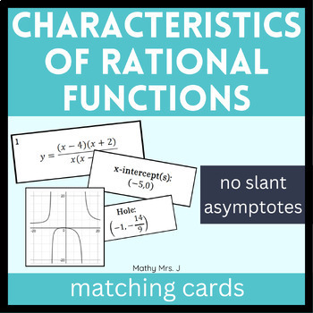Preview of Characteristics of Rational Functions Matching Activity (No Slant Asymptotes)