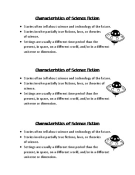 Preview of Characteristics of Science Fiction - Notebook Glue - In