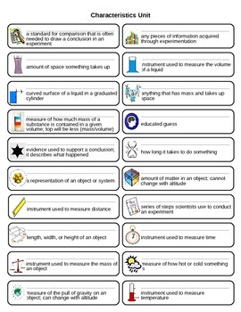Preview of Characteristics of Science Vocabulary Flash Cards