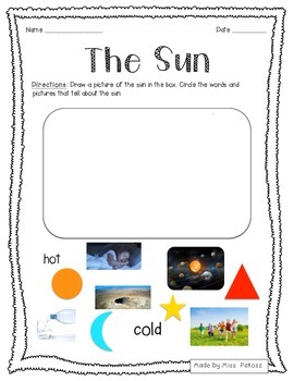 Preview of Characteristics of The Sun Worksheet