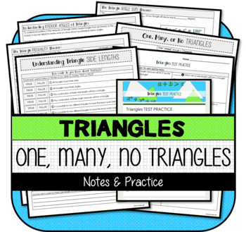 Preview of Characteristics of Triangles + One Unique, Many, No Triangles NOTES & PRACTICE