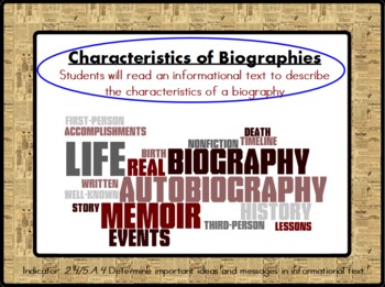 Preview of Characteristics of a Biography Lesson (ActivInspire Flipchart)