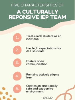 Characteristics of a Culturally Responsive IEP Team Posters/Handouts (2)