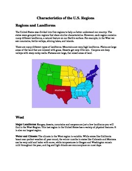 Preview of United States Regions Research Project