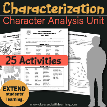 Preview of Characterization Activities, Any Novel or Short Story, Character Analysis Unit