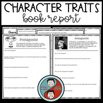 character book report examples