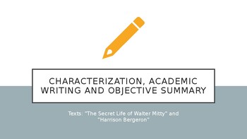 Preview of Characterization, Conflict, Ob. Summary, and Academic Writing: Notes/Activities