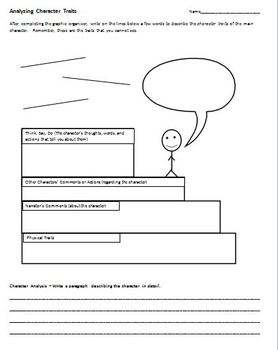Preview of Characterization Graphic Organizer - Analyzing Character Traits