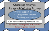 Character Analysis Paragraph Writing Activity