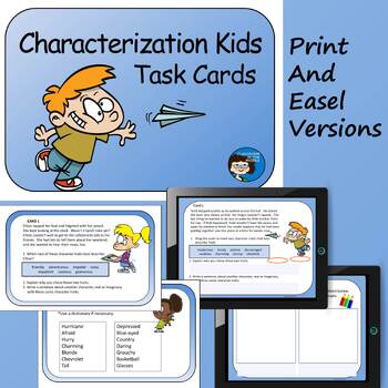 Preview of Characterization Kids - Story Elements Task Cards - Print and Easel Versions