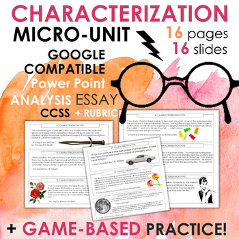 Preview of Characterization Minilesson, GAME-BASED with Google Compatible PowerPoint, CCSS!