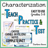 Characterization PowerPoint, Notes, Practice Worksheets & 